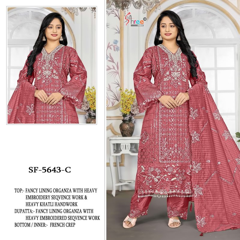 Sf 5643 A To D By Shree Fancy Lining Organza Pakistani Salwar Suits